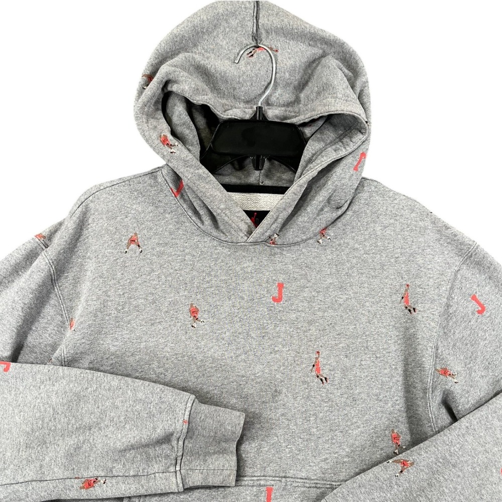 Jordan Jordan Hoodie Men S All Over Print Jumpman Logo Gray Casual Sportswear